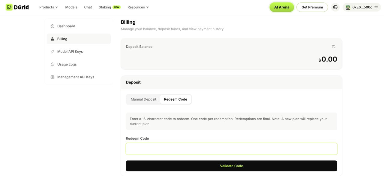 Introducción y validación de un código de crédito de DGrid