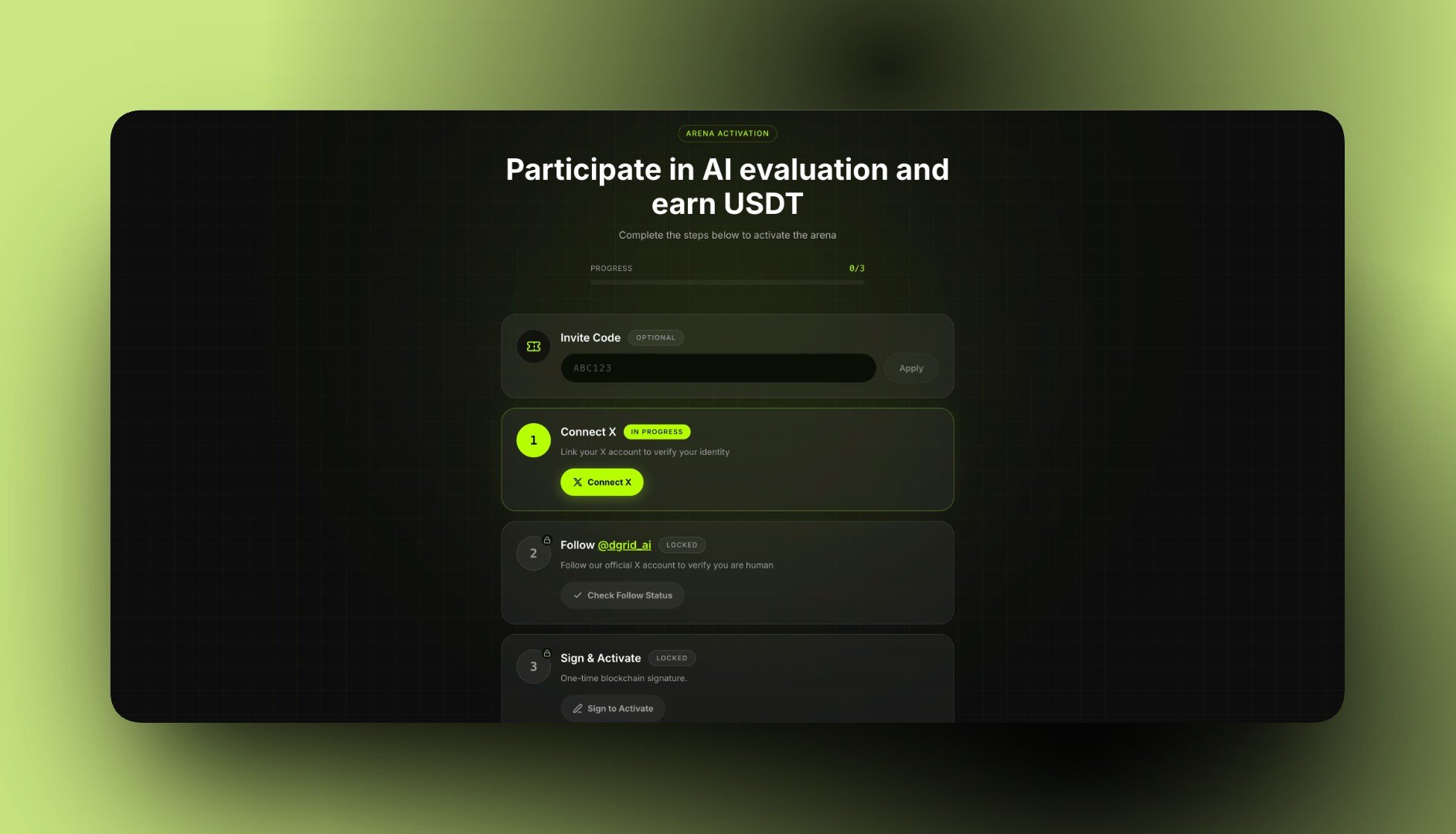 AI Arena access page
