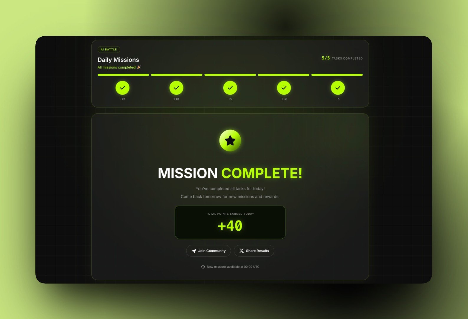 Daily missions progress view
