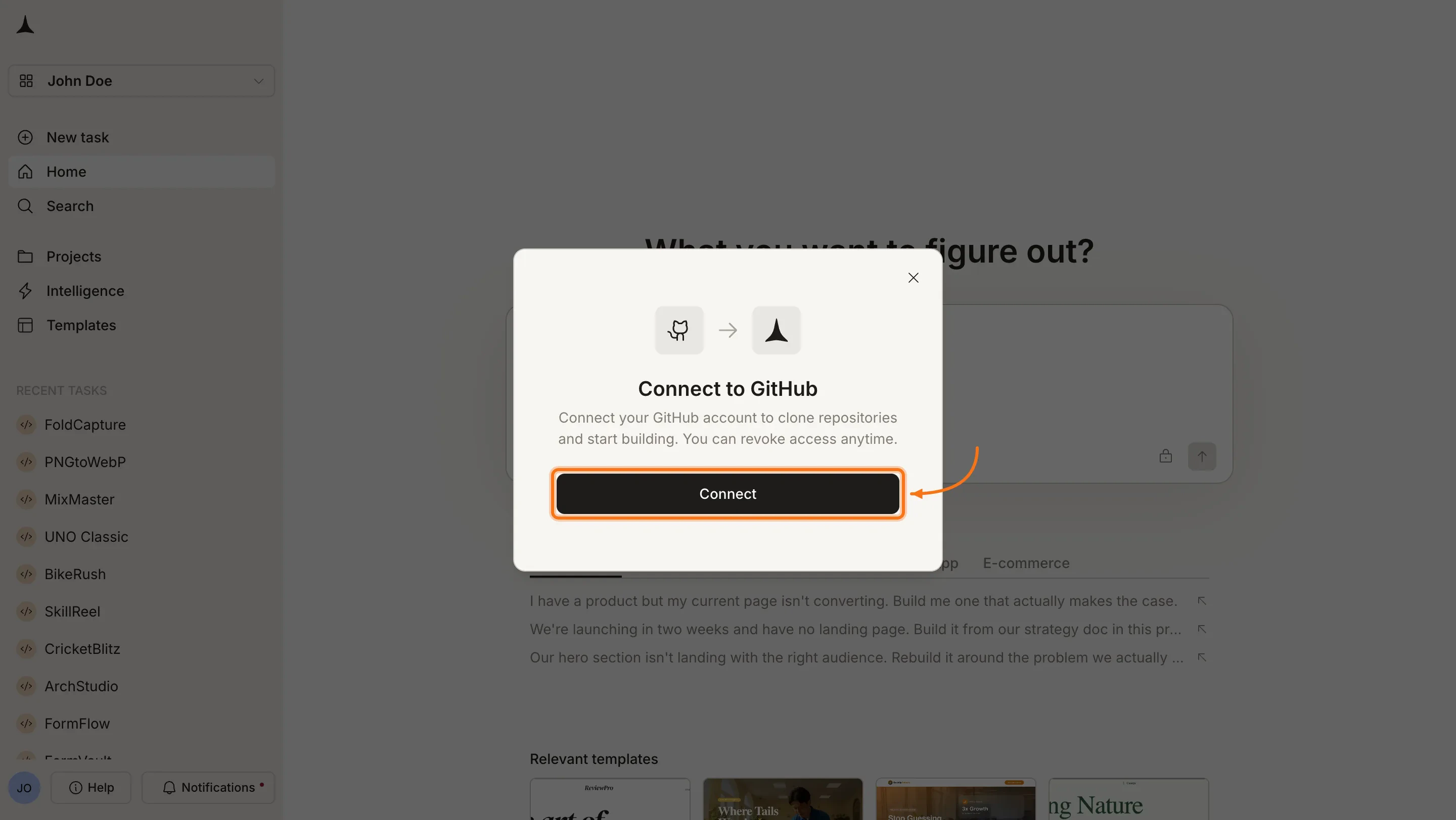 GitHub OAuth authorization page for rocket.new.