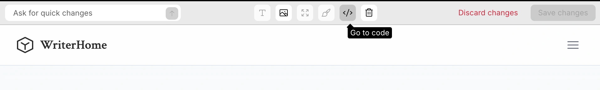Jumping to code view for a selected element in web app.
