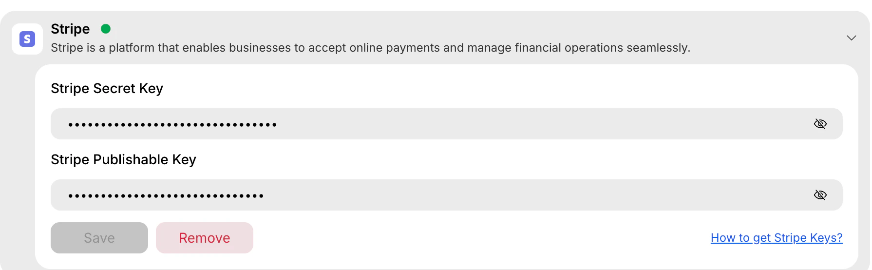 Remove Stripe API key