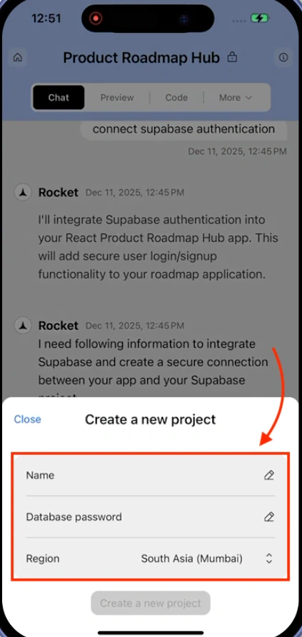 Create Supabase project.