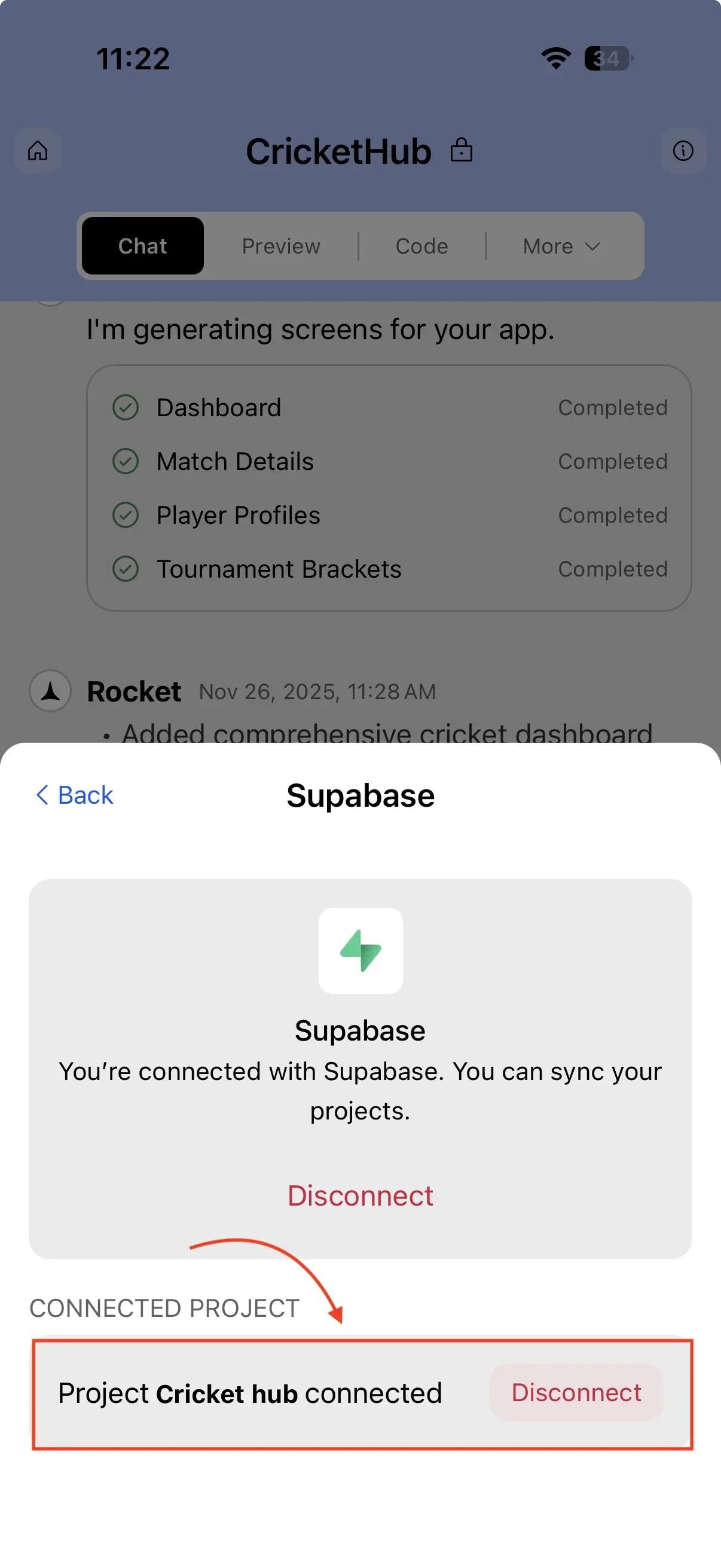 Disconnect project on mobile.
