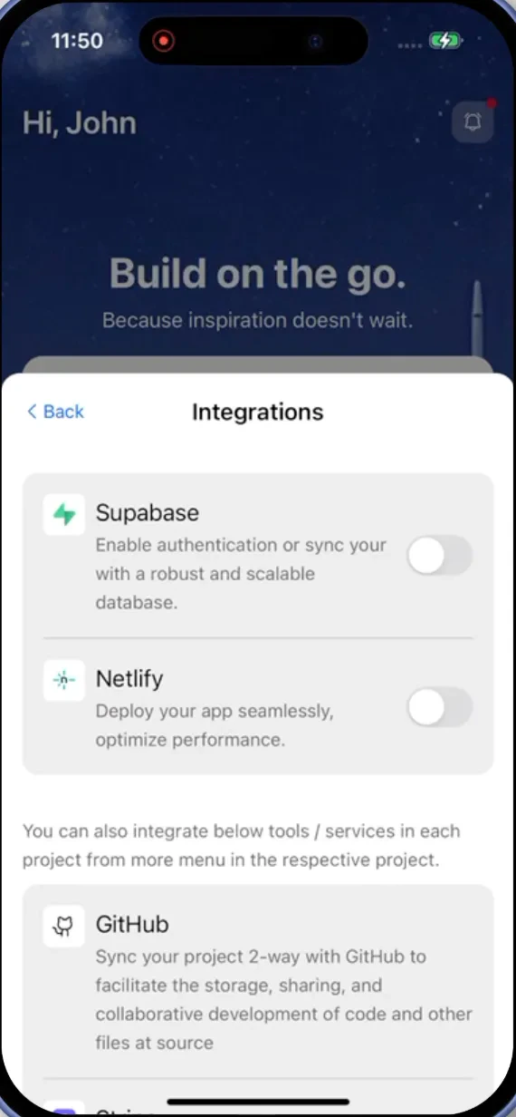 Supabase toggle enabled.