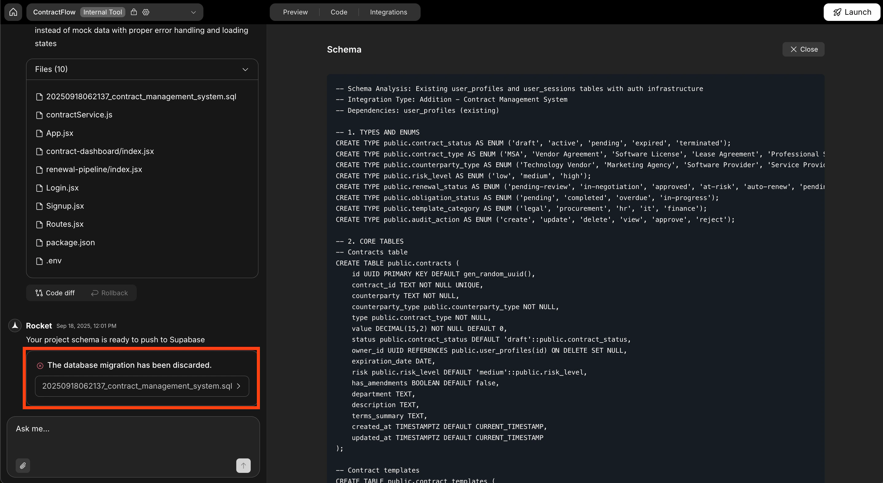 Preview popup of a discarded script with copy option.