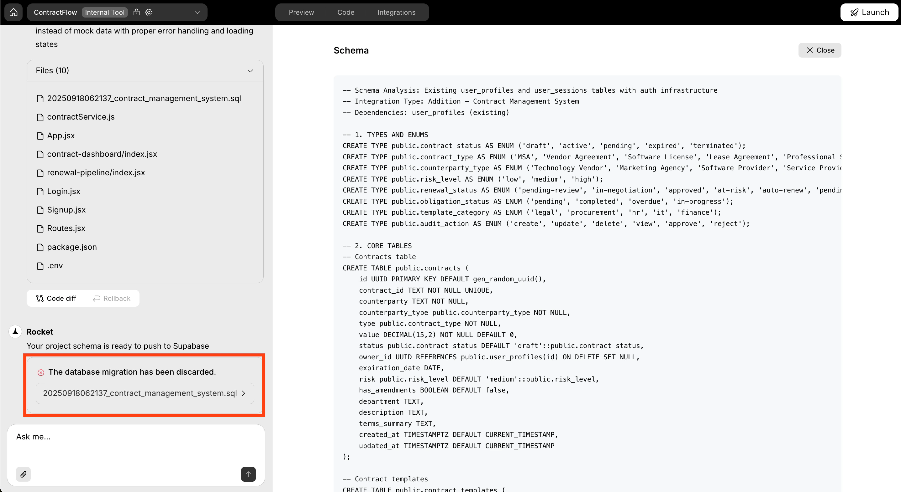 Preview popup of a discarded script with copy option.