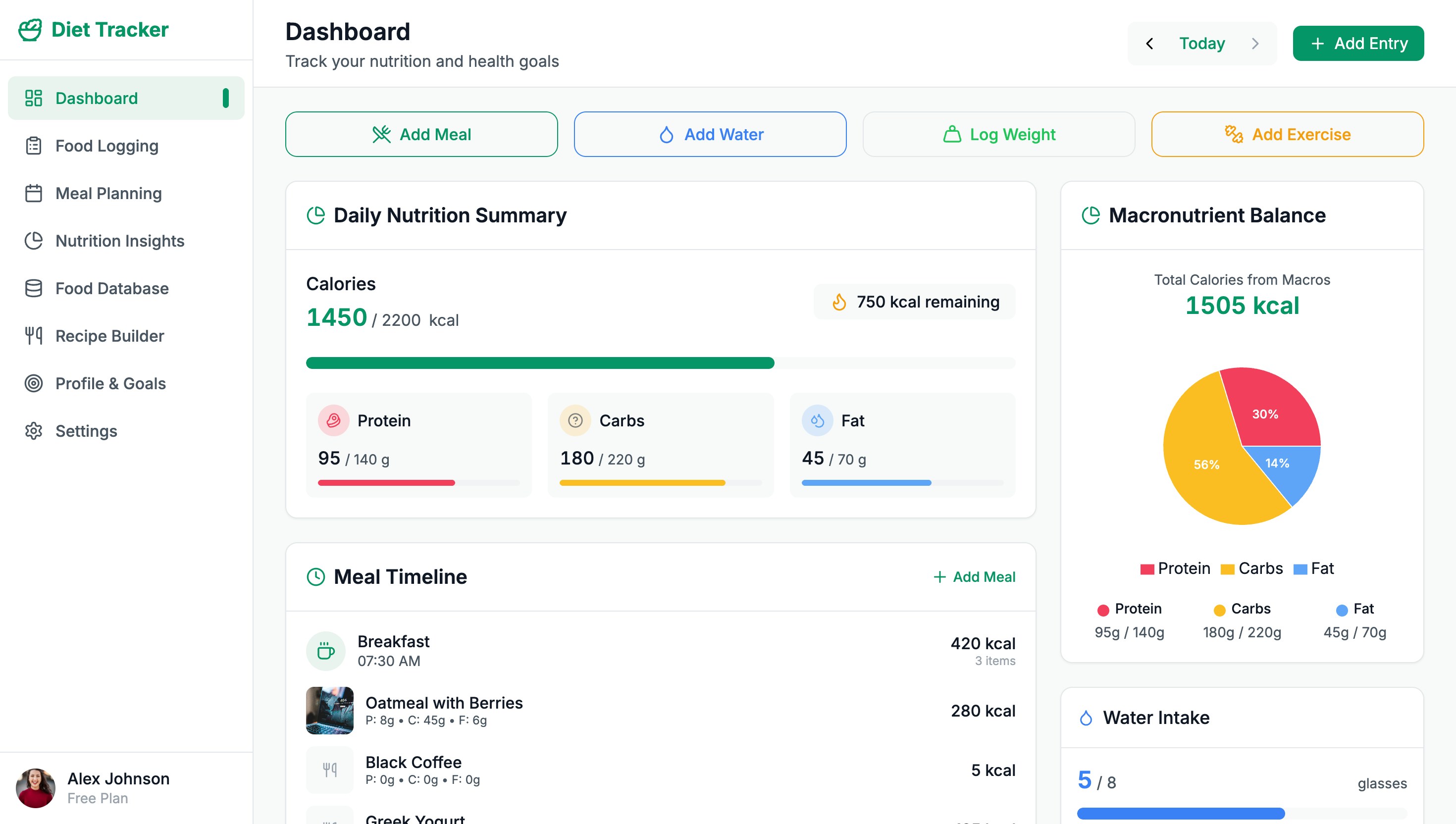 Diet Tracking App Preview