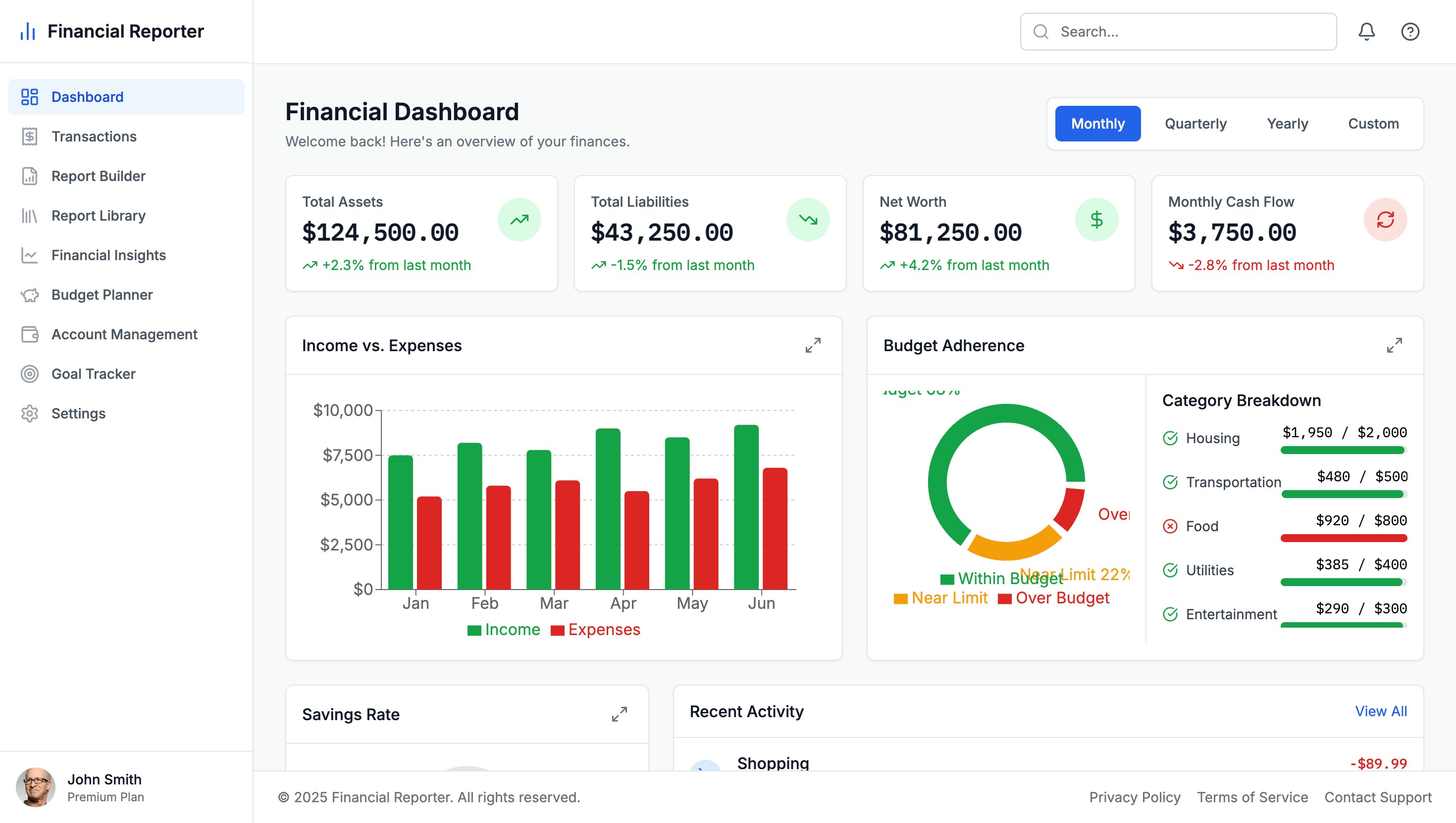 Financial Reporting App Preview