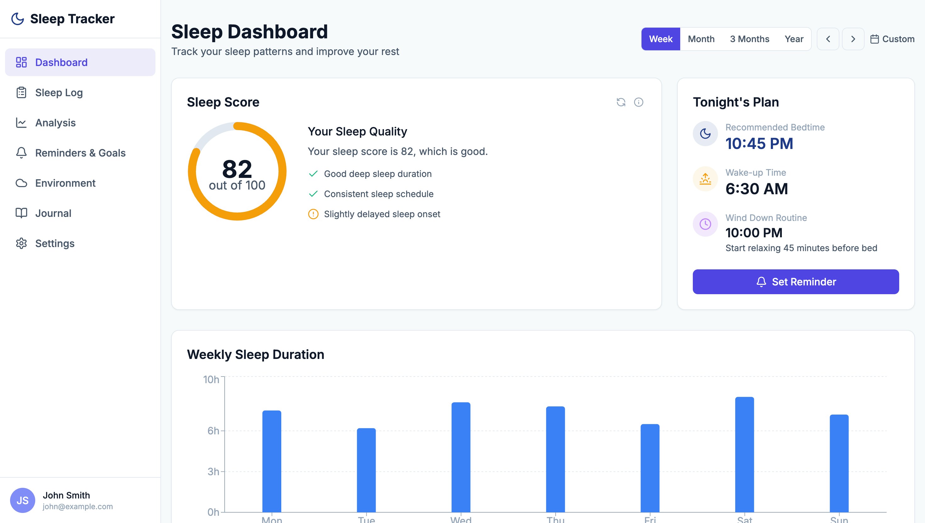 Sleep Tracking App Preview