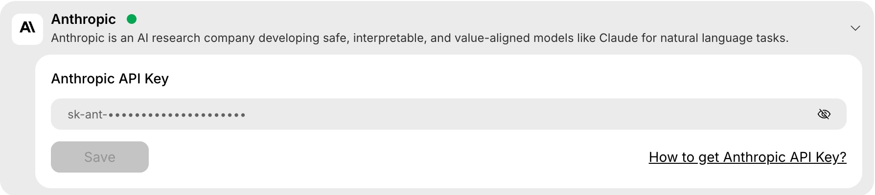 Anthropic integration card