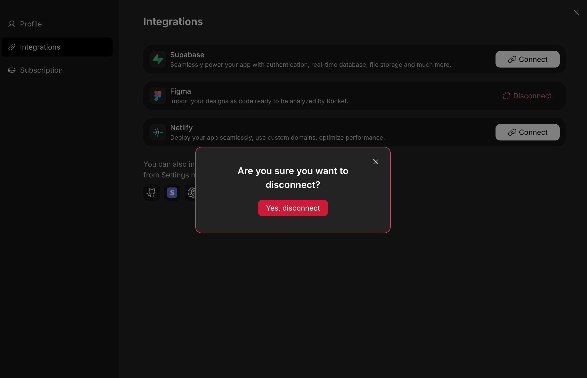 Figma disconnect popup