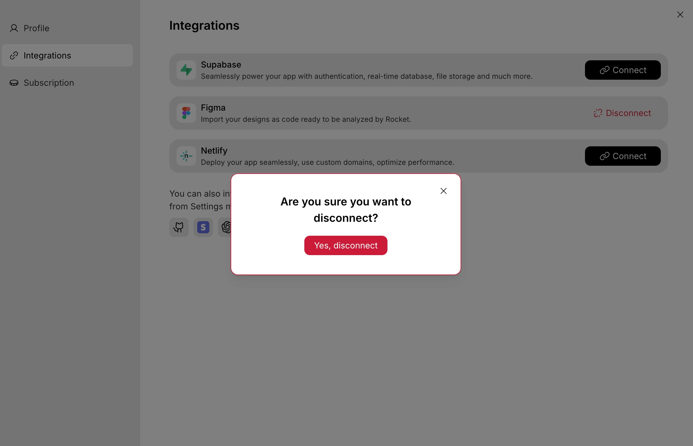 Figma disconnect popup