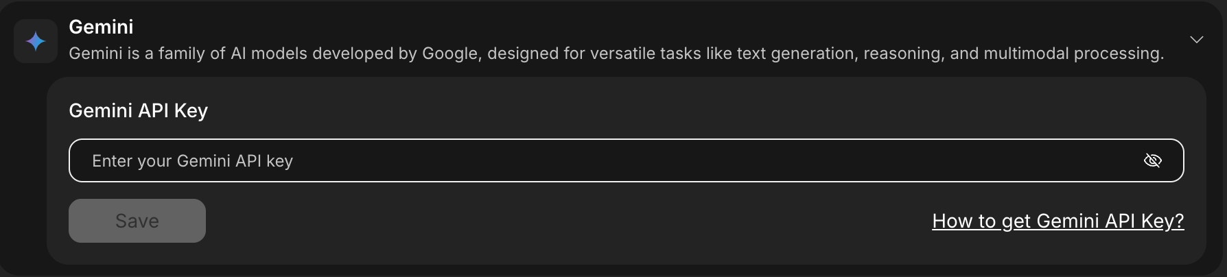 Gemini integration card