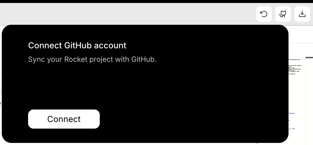 GitHub connect popup with Connect button