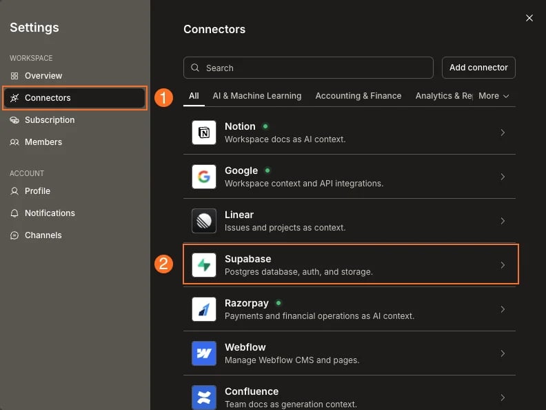 Confluence Doc Example Workspace Connectors | Rocket.new Documentation