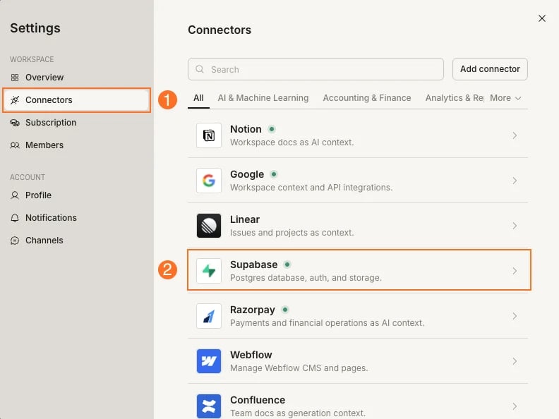 Confluence Doc Example Workspace Connectors | Rocket.new Documentation