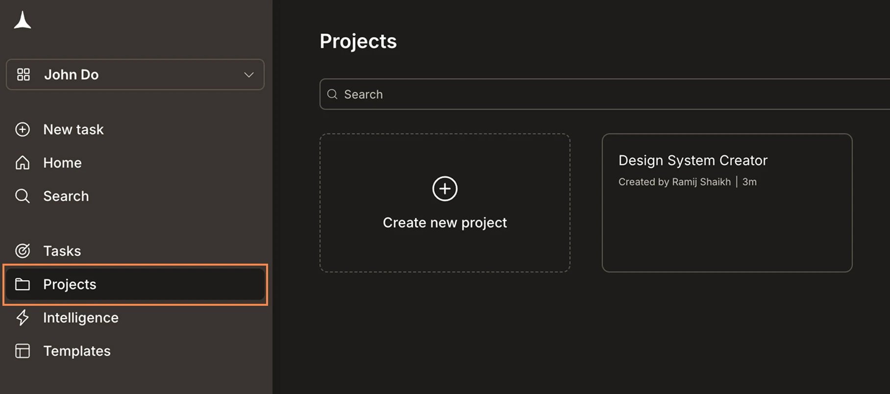 Project card with the three-dot menu open showing Edit, Star, and Delete options.