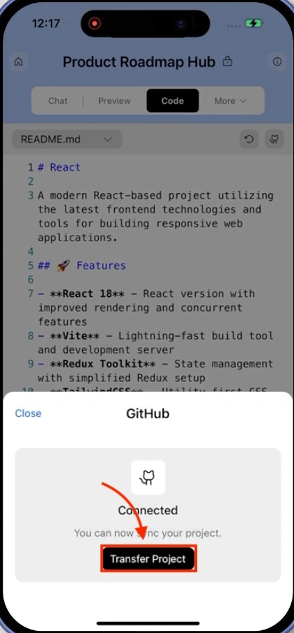 Transferring Rocket project to a connected GitHub repo.