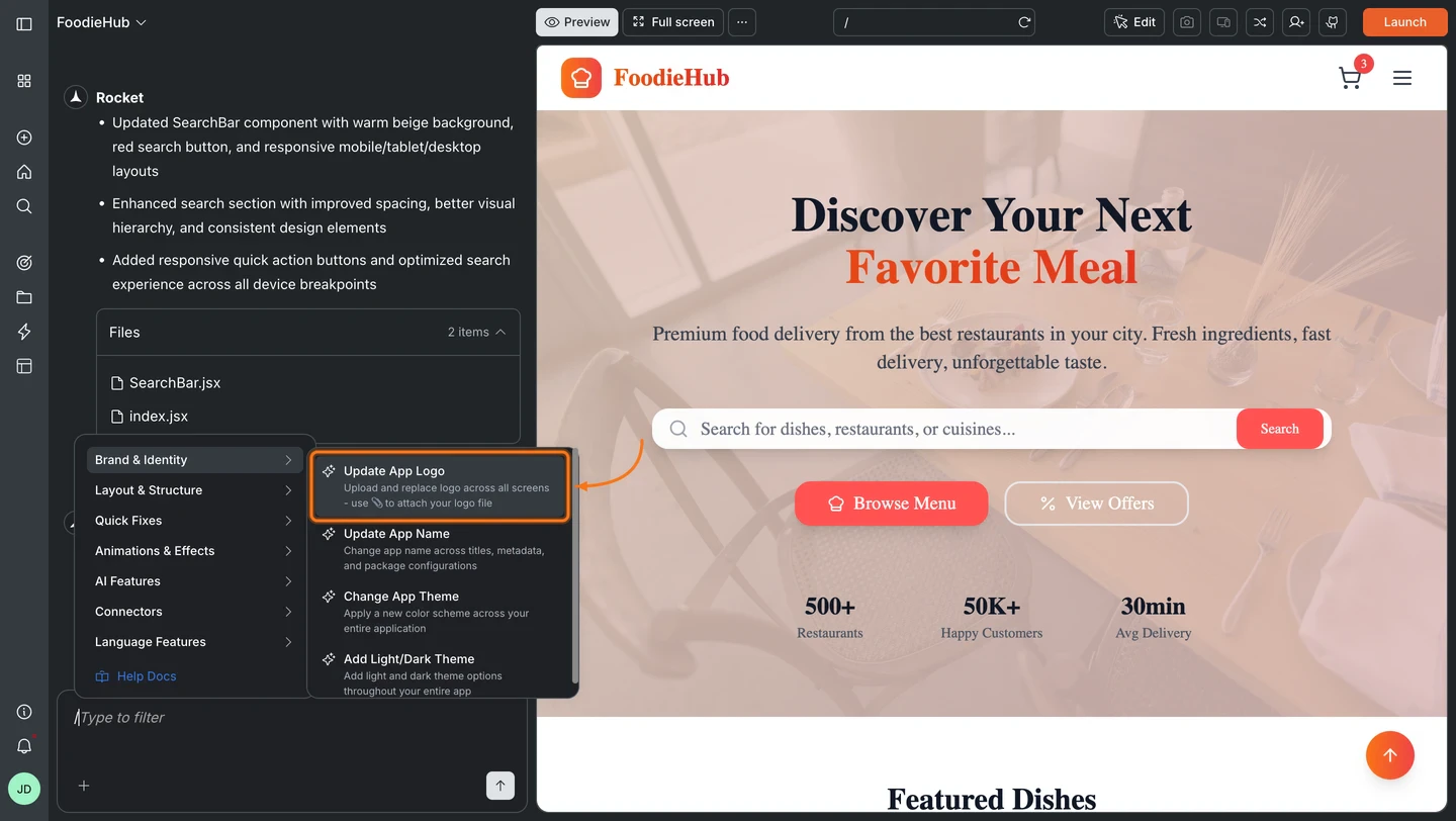 Slash command result shown in chat after applying a command.