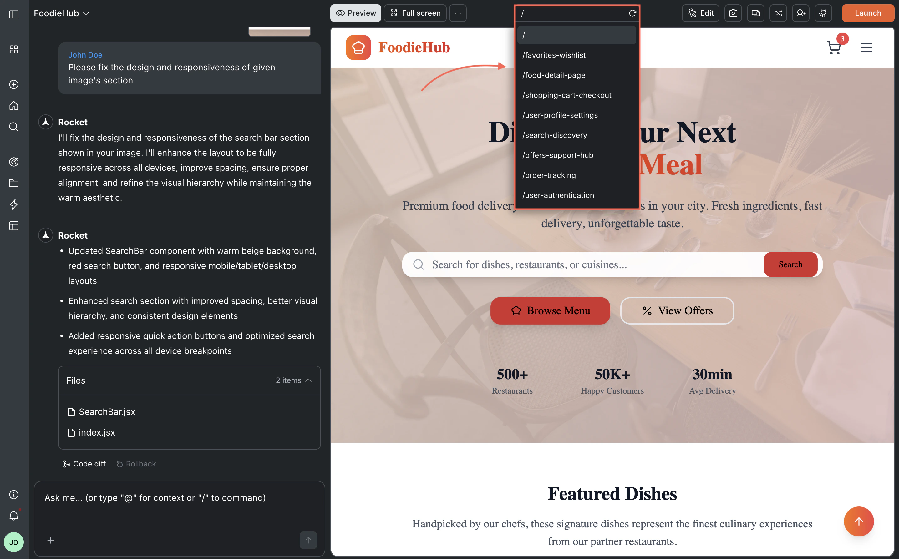 Screen selection dropdown inside the preview panel.