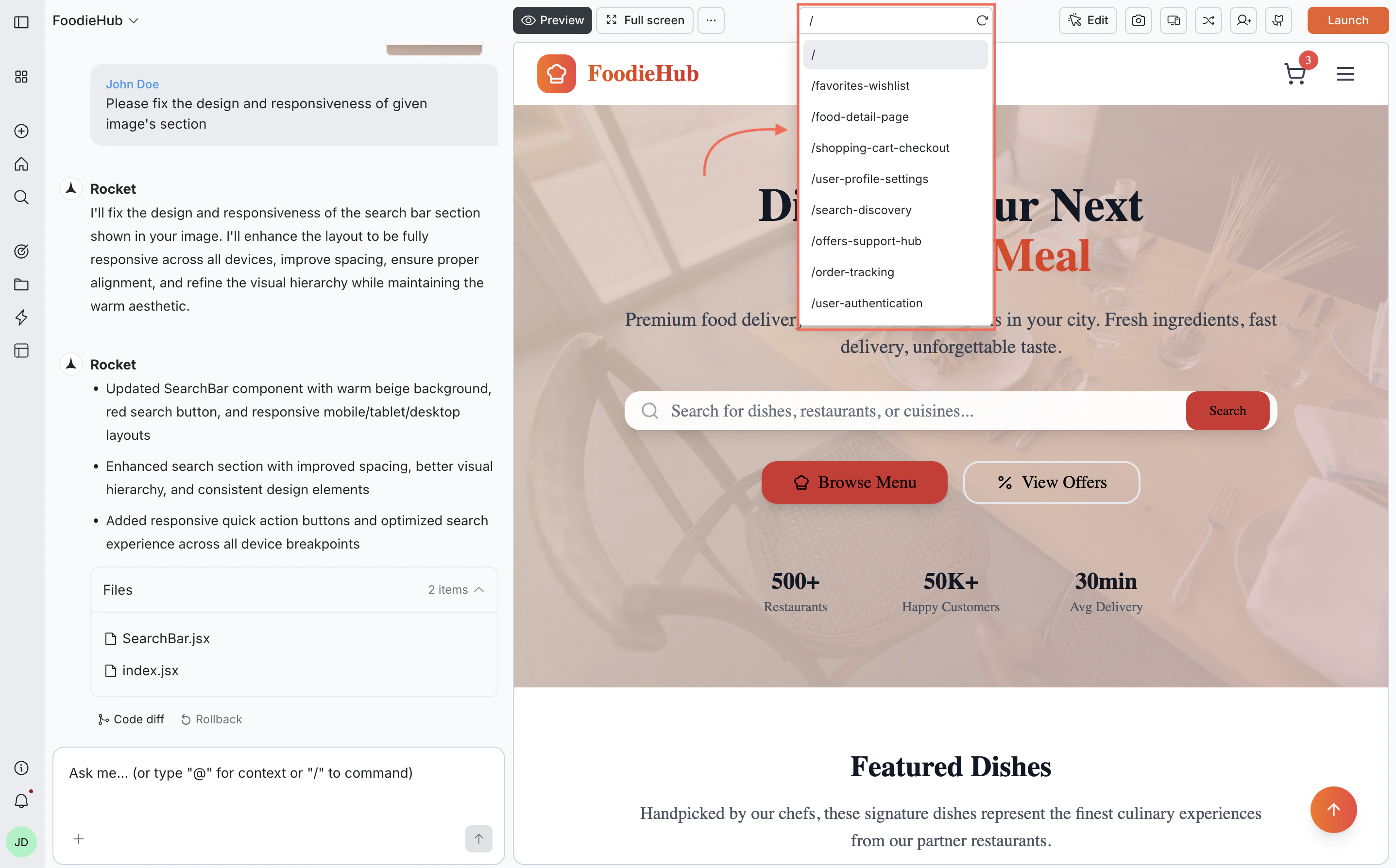 Screen selection dropdown inside the preview panel.