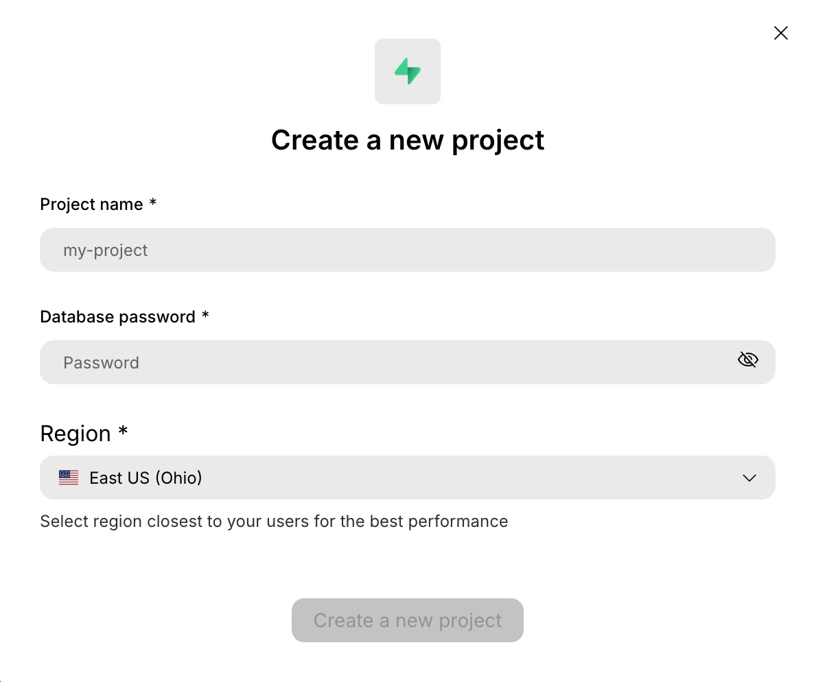 Create Supabase project
