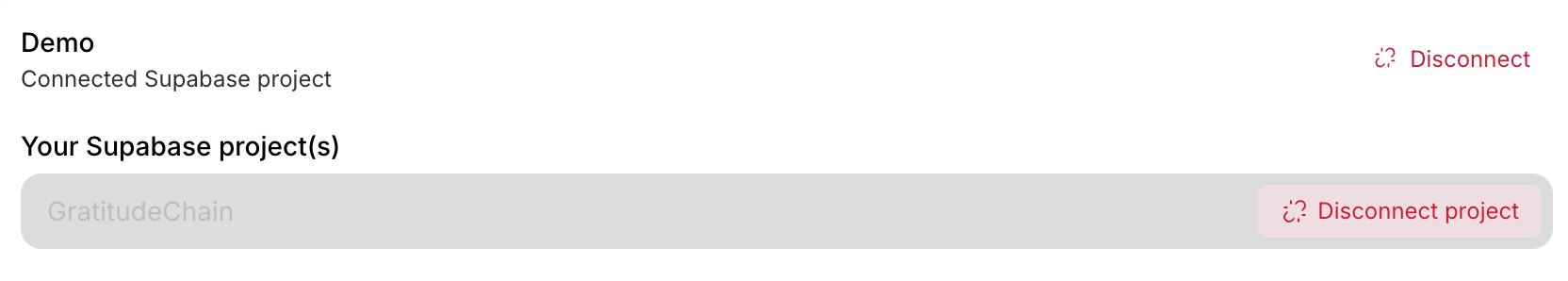 Disconnect one project