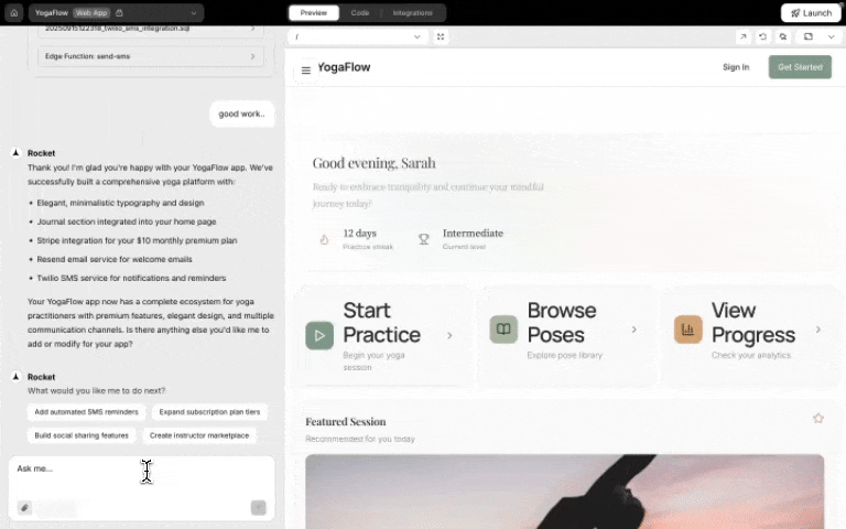 Twilio integration popup in chat