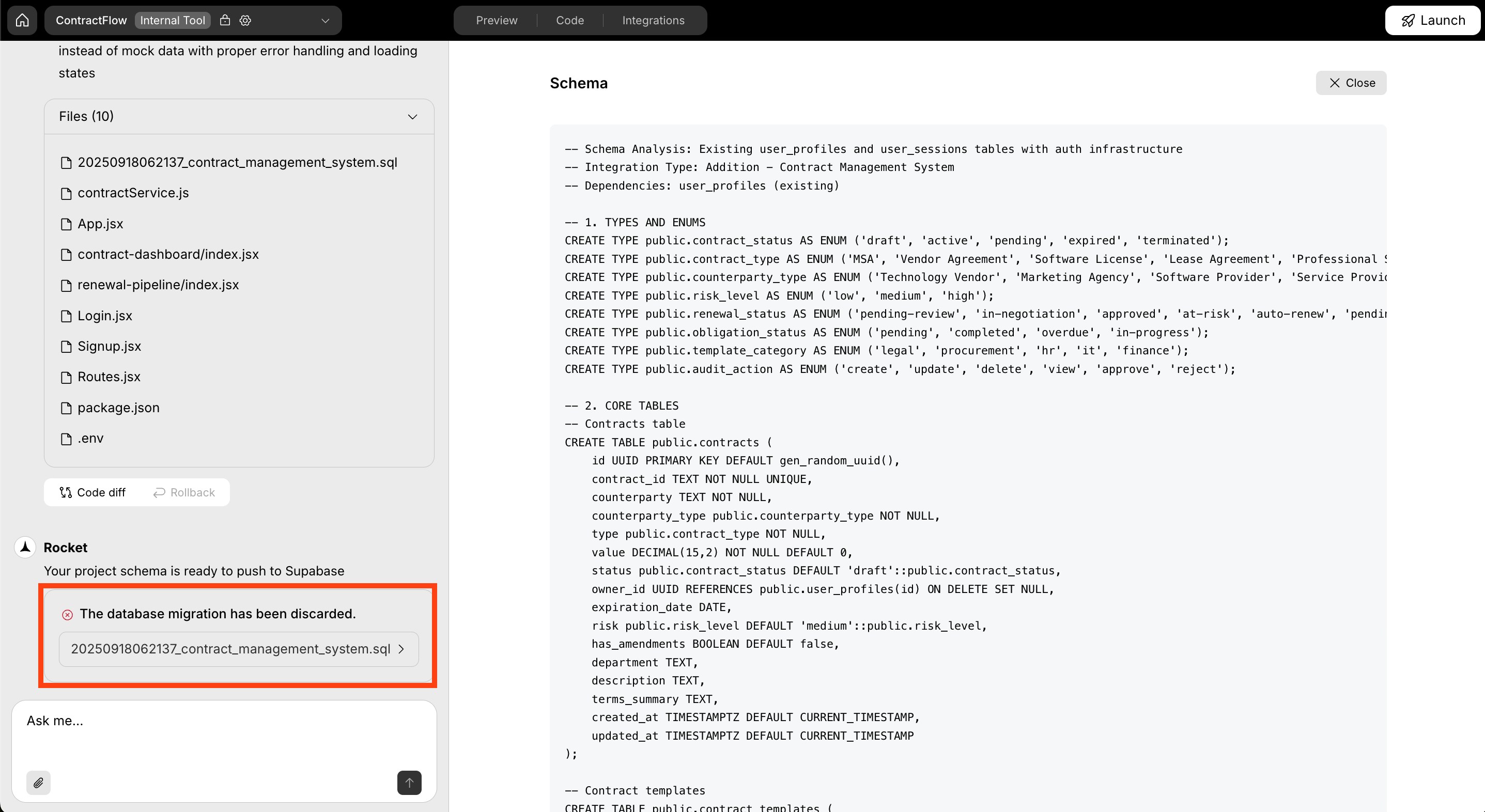Preview popup of a discarded script with copy option.