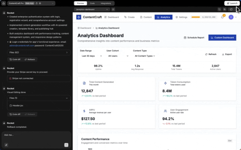 Typing in the NLC bar to apply style changes to selected elements in preview mode.