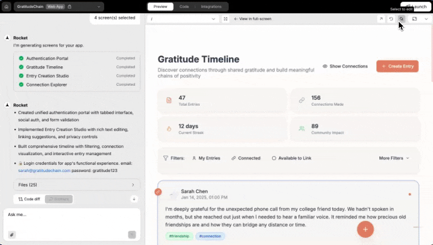 Visual edit mode showing a single element being selected and edited in the preview.