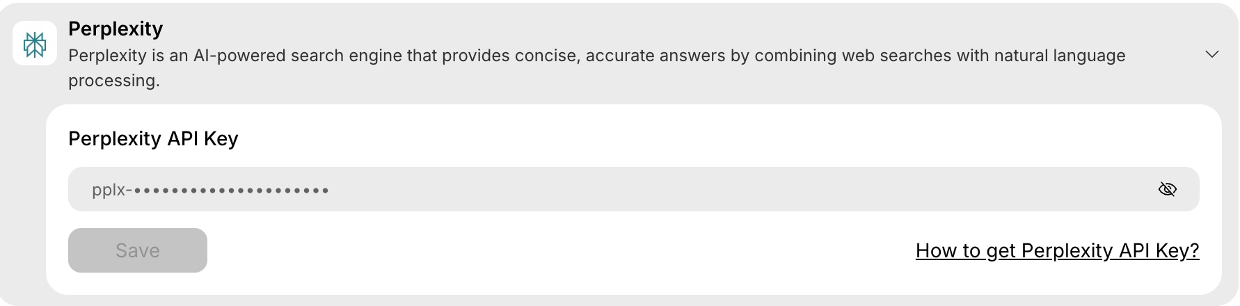 Perplexity integration card