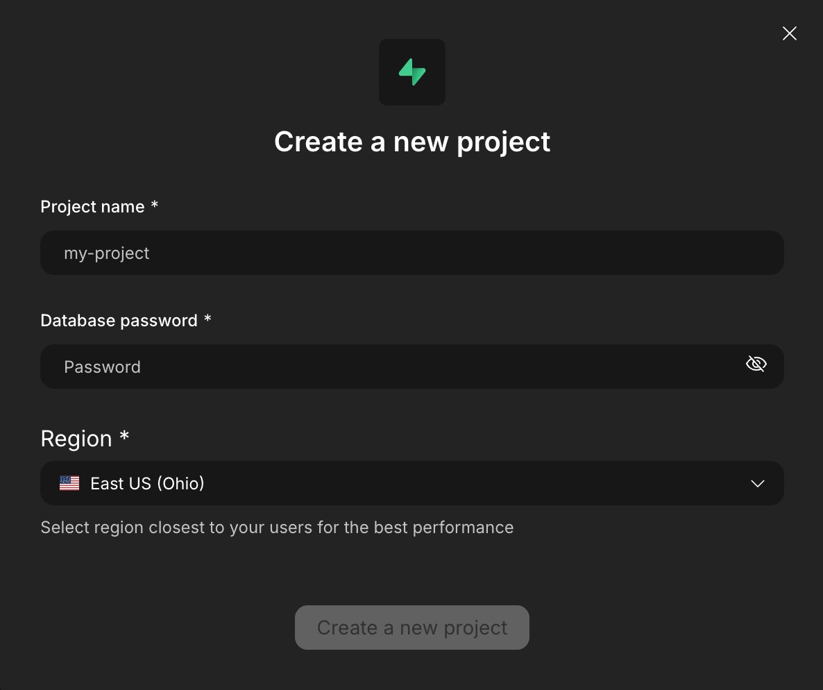 Create Supabase project