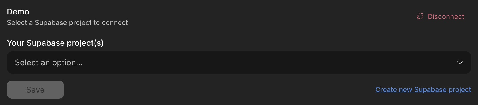 Select Supabase project