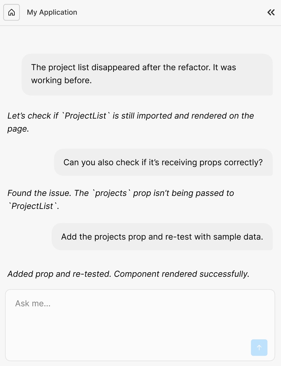 Invisible component debugging