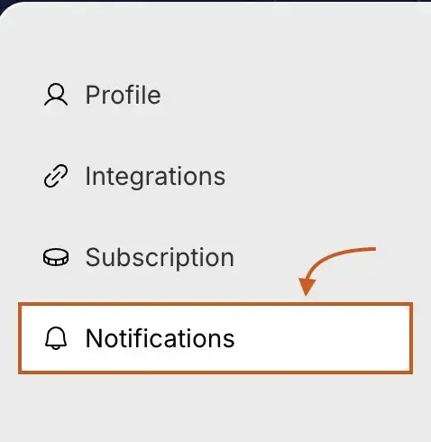 Notifications tab in the settings sidebar.