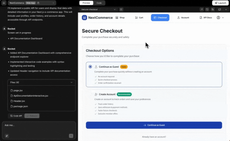 Screen selection dropdown inside the preview panel.
