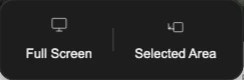 Dialog showing full screen and selected area capture options.