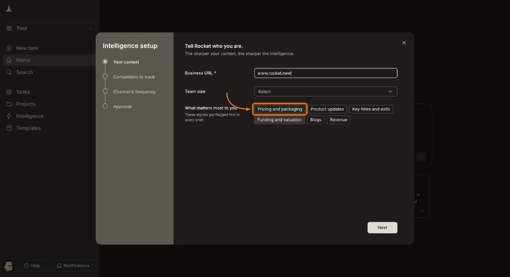 Signal category chip highlighted