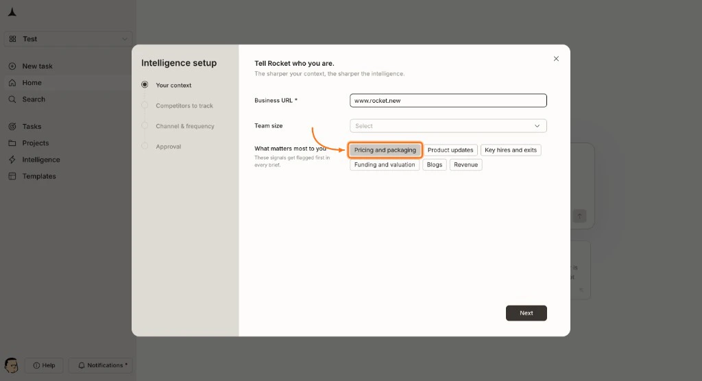 Signal category chip highlighted