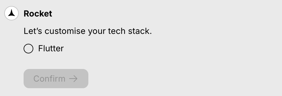 Framework selection modal
