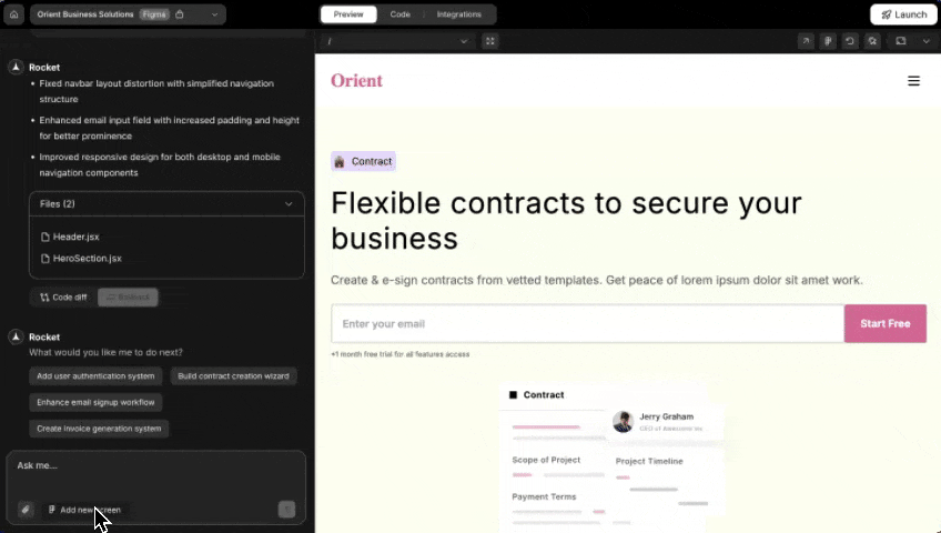 Add new screen from same Figma file