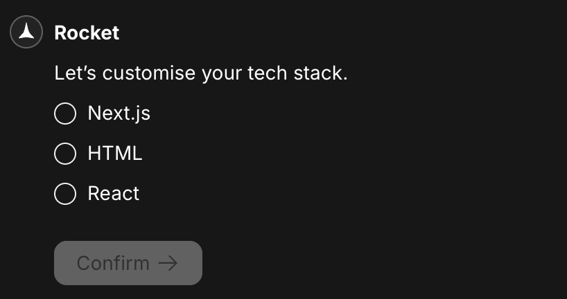 Framework selection modal