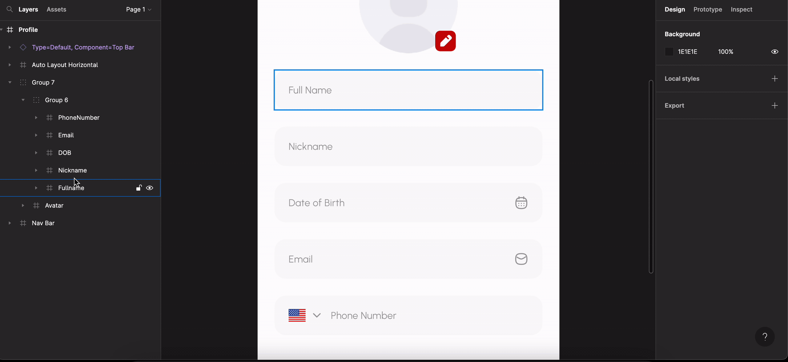 Auto-width applied to text in Figma