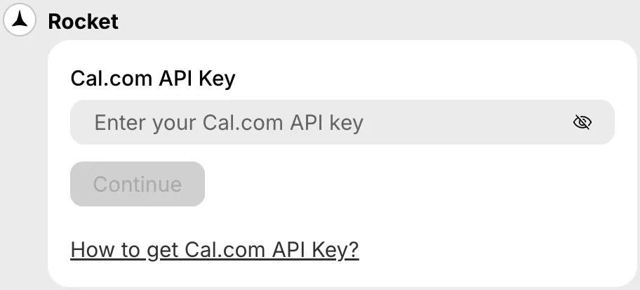 Cal.com integration popup in chat
