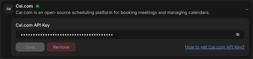 Remove Cal.com API key