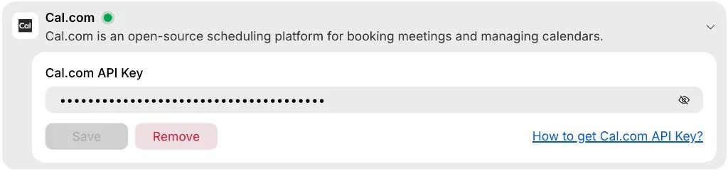 Remove Cal.com API key