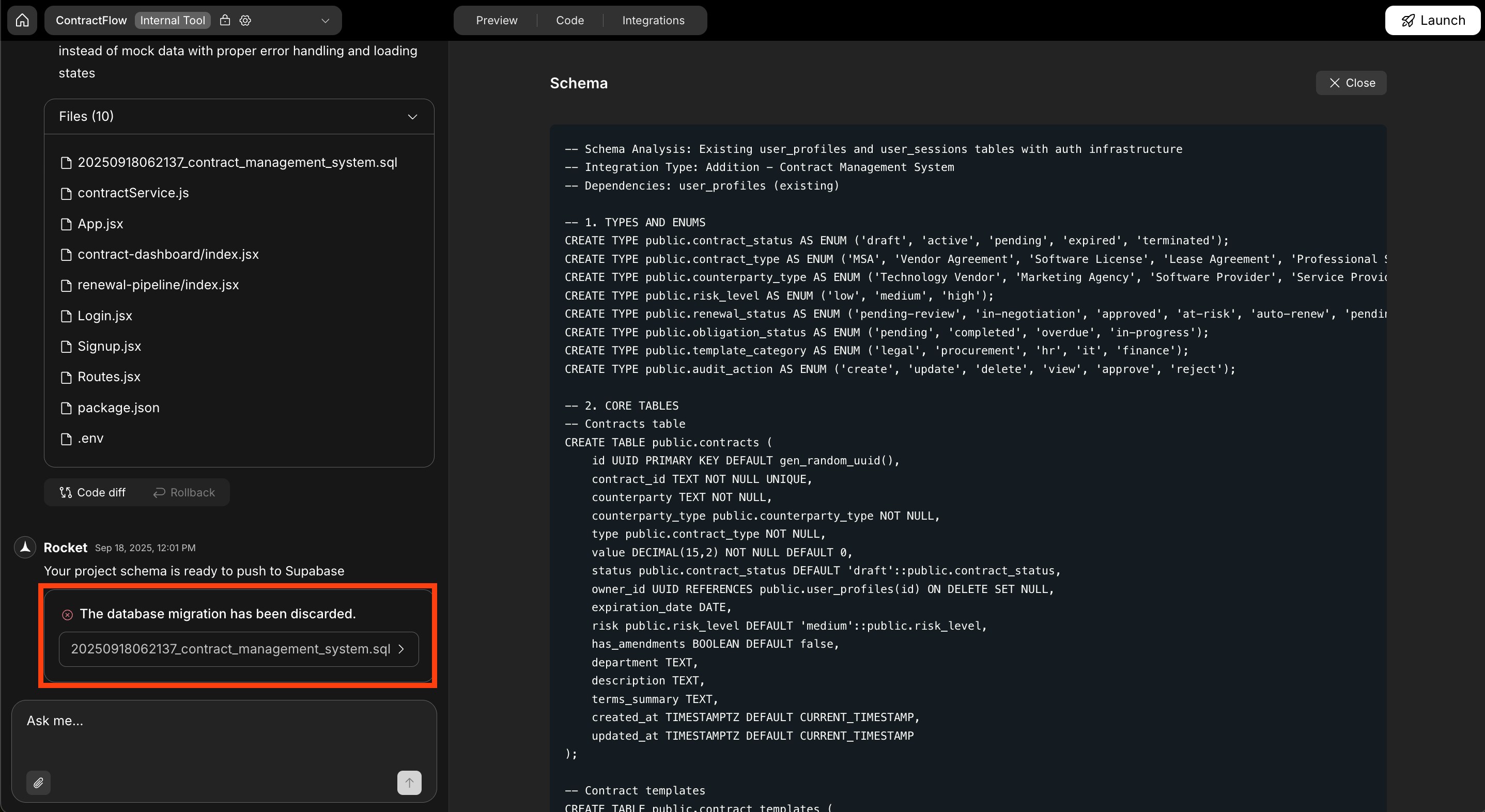 Preview popup of a discarded script with copy option.