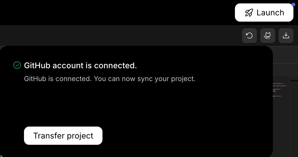 Transferring Rocket project to a connected GitHub repo.